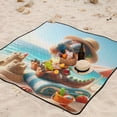 thumbnail image 5 of Dinosaur and Beach Sands Beach Blanket Outdoor Picnic Blanket 78"x 78" Waterproof Foldable for Beach Camping Travel Hiking Grass Lawn Park, 5 of 5