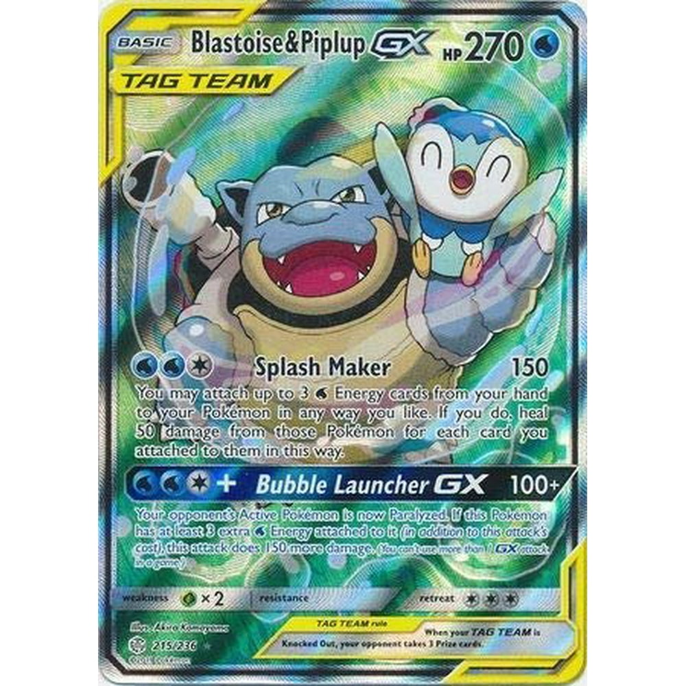 Blastoise & Piplup Tag Team GX (Alternate Art) 215/236 Full Art