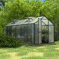 thumbnail image 3 of VEIKOUS 12' x 6' Outdoor Greenhouse Walk-In w/Adjustable Sunroof and Lockable Door, Grey, 3 of 13