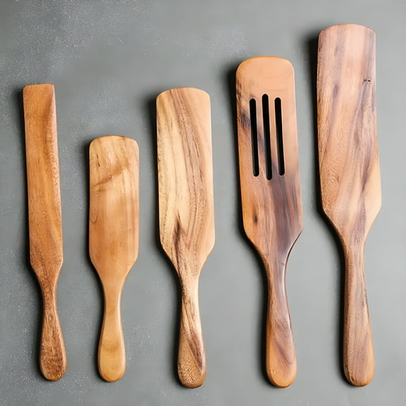 ACDANC 1pc Natural Acacia Wooden Spurtle - Heat Resistant Wood Spatula Cooking Utensils for Non Stick Cookware - Wooden Spoons for Mixing,Stirring,Serving