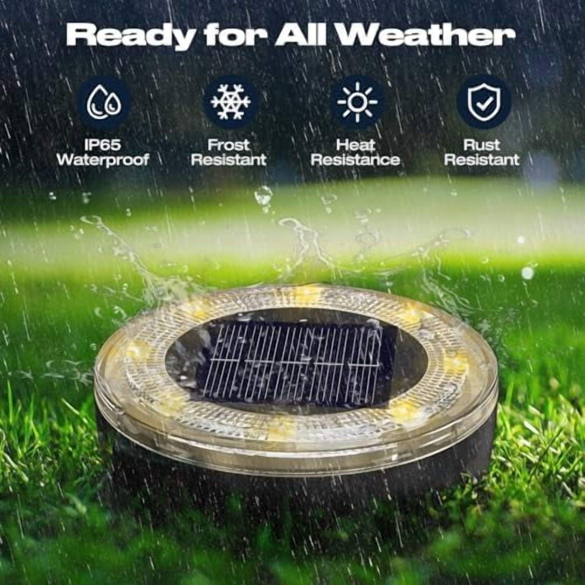 Vighep Mini Solar Ground Lights, 4 Pack (Warm White), Driveway Solar Lights Outdoor Waterproof, Outdoor Underground Lights