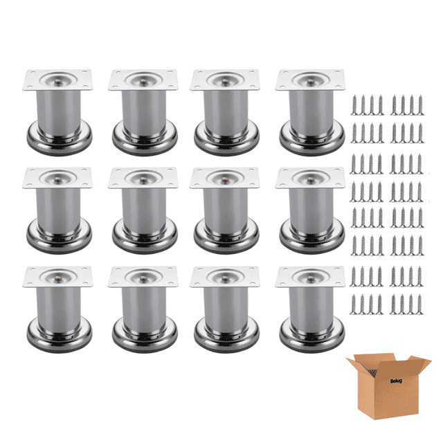 Pata Para Belug Sofá Acero Redonda 10cm Cromo C/tornillos 12 Pzas Gris