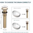 thumbnail image 6 of HEATGENE Bathroom Sink Drain Brushed Golden, Pop Up Drain without Overflow, Pop Up Drain Stopper for Bathroom Sink, Bathroom Sink Drain Stopper Pop Up, Fits 1-1/2" Opening with a 1-1/4" Tailpiece, 6 of 7