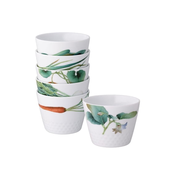 Set of 6 Japanese White Porcelain Cups, 3.5", 7 oz.
