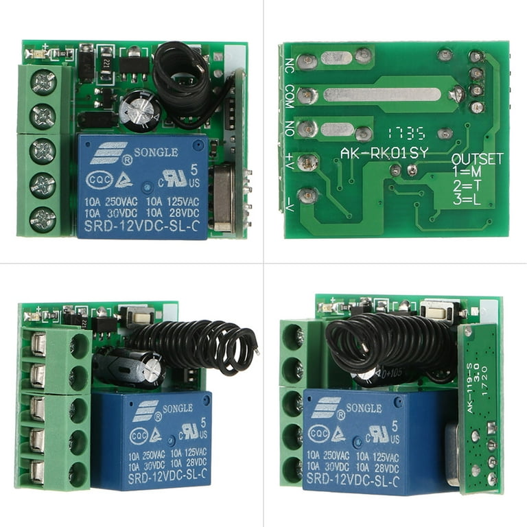 Remote Control Switch DC 12V 4 Channel Relay Receiver & Transmitter Module  RF 433MHz Universal Wireless