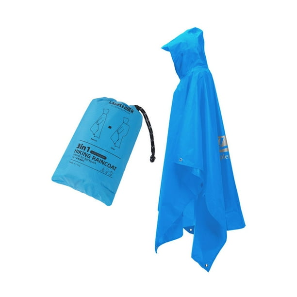 Poncho impermeable para hombre y mujer, resistente al agua, con capucha, para lluvia Azul