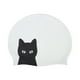 thumbnail image 1 of Gorro de natación de silicona impermeable de dibujos animados 1 Pc Negro, Blanco ["Gato"], 1 of 5
