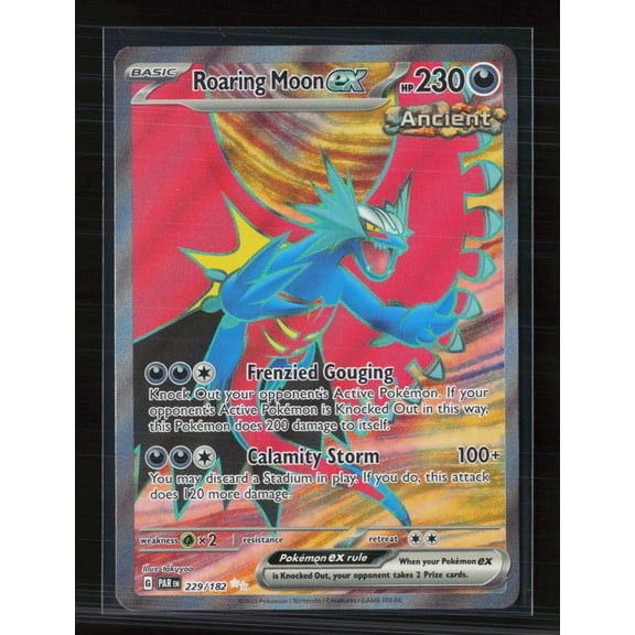 Collectible 2023 Paradox Rift Roaring Moon EX Secret Rare FA SAR #229/182 Holo Pokemon Card (English)