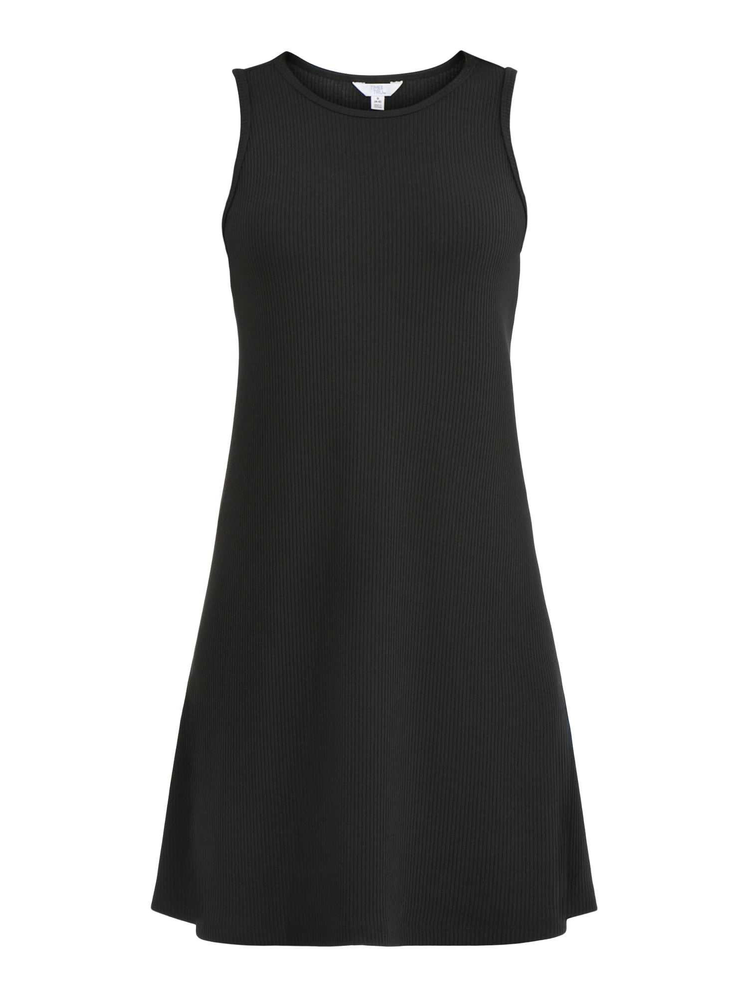 Time and Tru Women's Sleeveless Ribbed Swing Dress, Sizes XS-XXXL