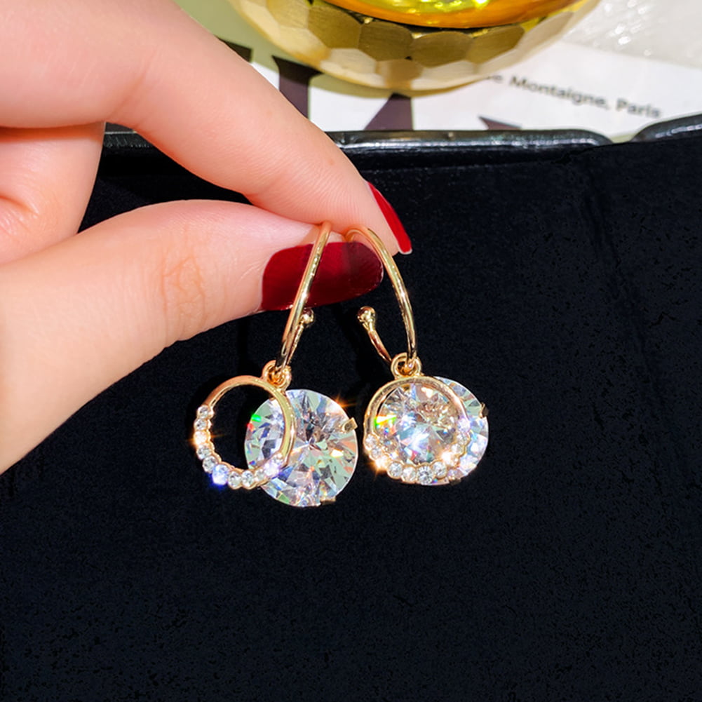 Exquisite Big Love Heart Dangle Hoop Crystal Rhinestone Women Earrings Gift CB
