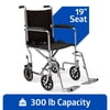 Medline Transport Wheelchair with Permanent Full-Length Arms, Durable, Swing-Away Footrests, 300 lb Weight Capacity, Chrome