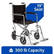 Medline Transport Wheelchair with Permanent Full-Length Arms, Durable, Swing-Away Footrests, 300 lb Weight Capacity, Chrome