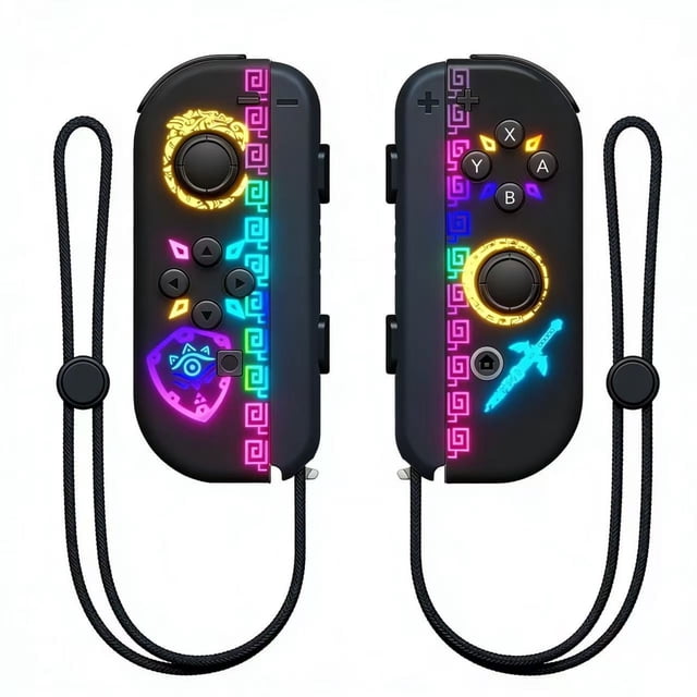 Wireless Controller for Nintendo Switch with Wrist Strap,Left and Right RGB Joypad Controllers Compatible with Switch/OLED/Lite,Support Dual Vibration/6-Axis Gyro/Motion Control/Wake-up(Zelda)