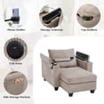 thumbnail image 5 of Convertible Chaise Lounge 63" Loveseat Sofa Sofa Bed Corduroy Sleeper Sofa with USB Ports , Two Cup Holders, A Phone Holder and Ample Storage Space for Living Room and Bedroom, Black, 5 of 27