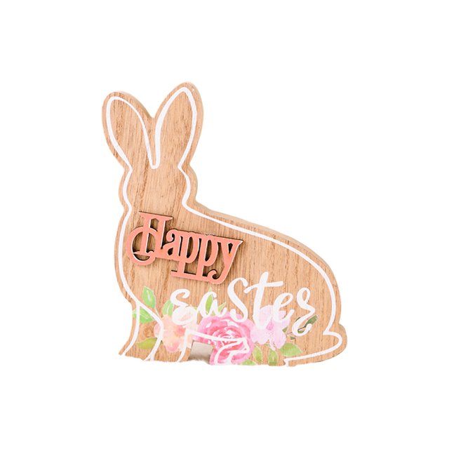 kurtrusly Forest Animals Decorations Rabbit Wooden Ornaments For Easter Celebration Fairty Party Decorations Red HAPPY