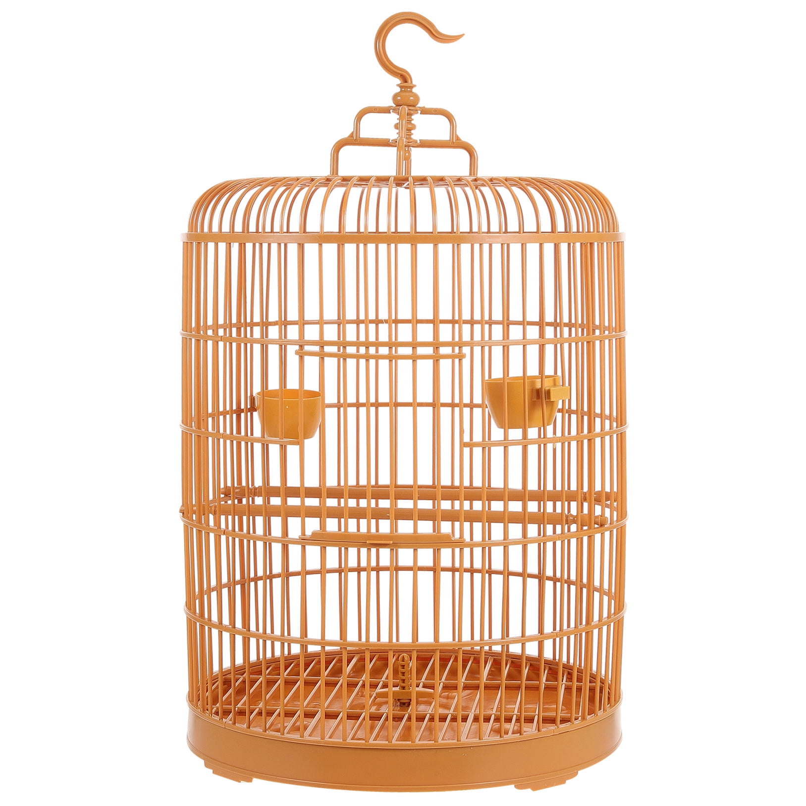 OUNONA Plastic Hanging Bird Cage in Yellow Stylish Round Cage for Small Animal Storage