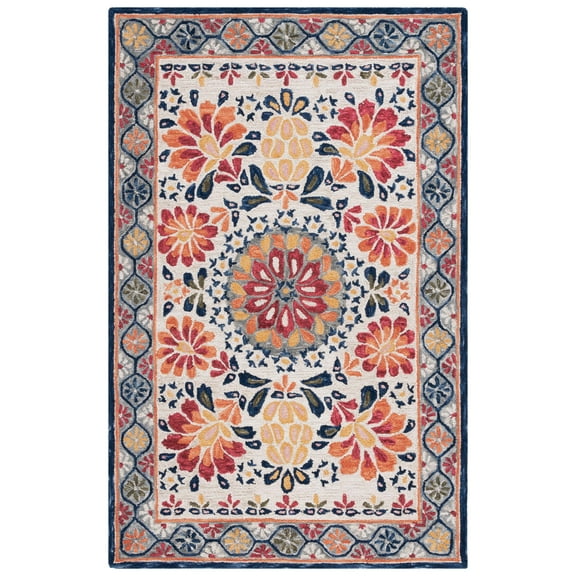 SAFAVIEH Blossom Wilfreda Floral Area Rug, Ivory/Red, 3' x 5'