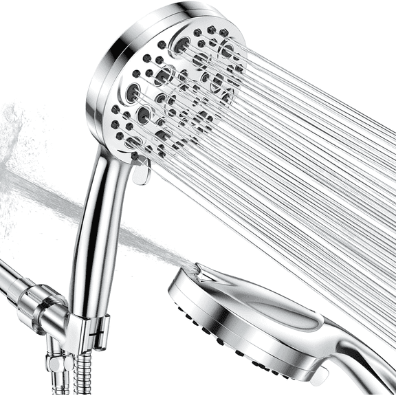 Scootworks Shower Head, 10 Mode Setting Detachable Shower Head with Handheld, High Pressure Shower Head with Hose 59 inch Stainless Steel and Adjustable Bracket, Handheld Shower Head for Bathroom