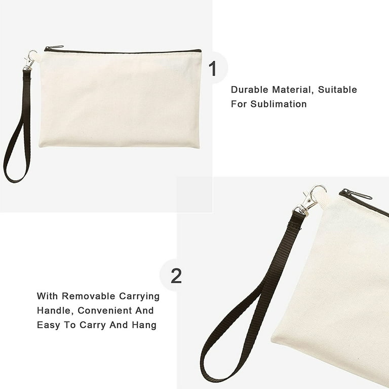 QUSENLON 10Pcs Sublimation-Blank Makeup Bags with Wrist Strap for