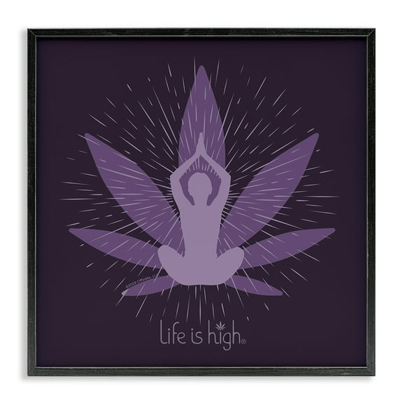 Stupell Industries Meditating Mindful Plant Novelty & Humor Painting Black Framed Art Print Wall Art, 12 x 12