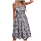 thumbnail image 2 of ICHUANYI Clearance Women's Casual V-Neck Printed Dress Fold Spaghetti Steap Long Dress(Gray, S) ICHUANYI WER2023080811900, 2 of 6