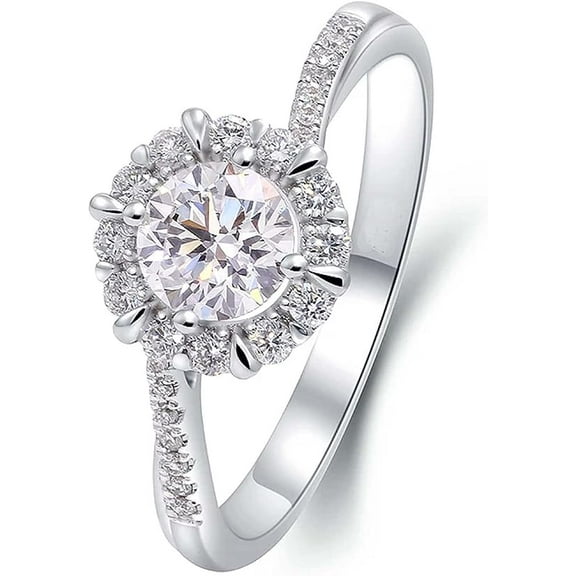 ICFL 14K White Gold Plated 1.80ctw Round Cut Tester Pass VVS1 Moissanite Solitaire Engagement Ring Size 5.5