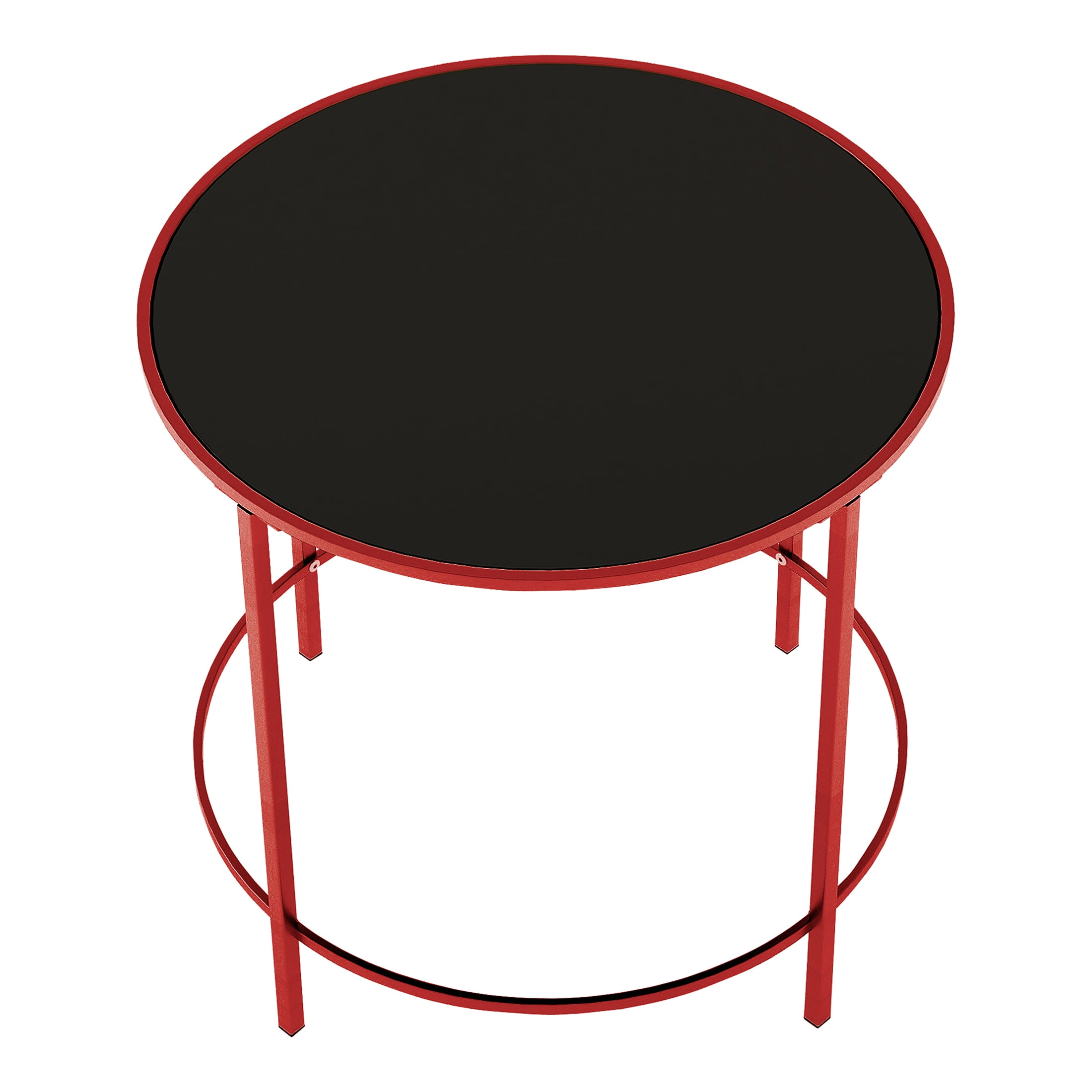 Furniture of America Harre Glass Top Side Table, Red