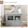 thumbnail image 3 of PawHut Dog Crate End Table with Triple Doors, Wooden Dog Crate Furniture Indoor Use, Puppy Crate for Small Dogs, Dark Gray, 3 of 9