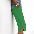 thumbnail image 3 of Wensltd Women Capri Pants Elastic Waist Button Detail Split Hem Soft Lightweight Casual Wear With Pockets, 3 of 5