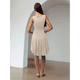 thumbnail image 4 of Vestido Casual Básico Sin Mangas de Color Liso Ajustado para Mujer, Color Albaricoque S, 4 of 7