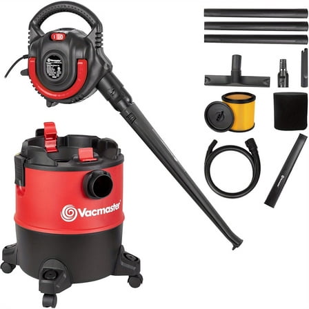 6-Gal 5-Peak HP Wet/Dry Vacuum - 16KPa Suction, Detachable Blower, 1-1/4" Hose - 24Min Runtime for Home/Shop Use - Heavy-Duty Construction