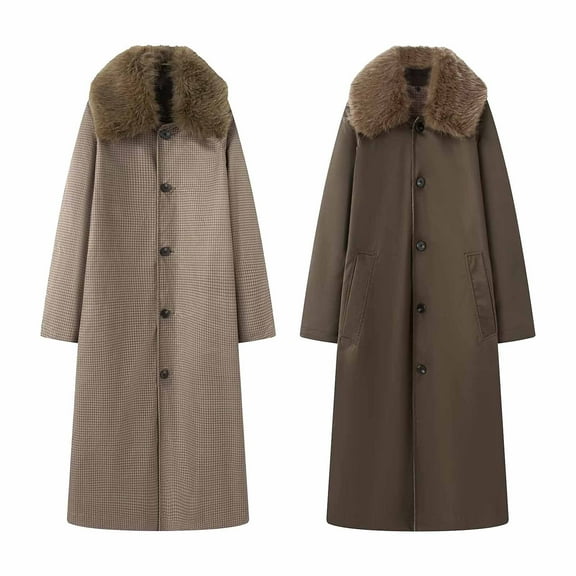 Cutuoiiu Parka Coats for Women Collar Long Winter Warm Coats with Pockets Gifts