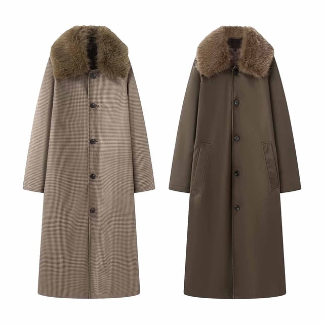 Trench-Coat Réversible pour Femmes avec Doublure Contrastée - Double Boutonnage pour Mode Polyvalente
