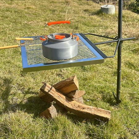 Heavy Duty Rotating Campfire Grill with Detachable Portable Storage Bag