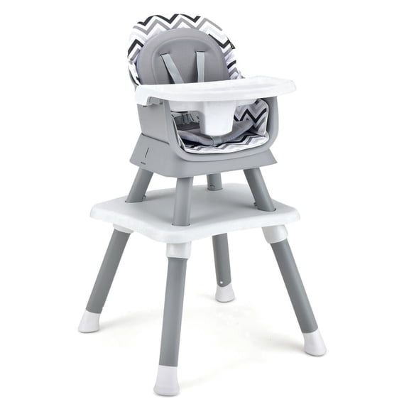 Furnibear 6-in-1 Convertible Baby High Chair for Babies and Toddlers with Adjustable Removable Tray and 5-Point Harness, Multicolor