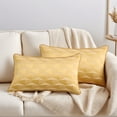 thumbnail image 2 of REGALWOVEN Set of 2 Satin Soft Throw Pillow, 3D Geometric Textured Luxury Decorative Throw Pillow Covers for Sofa Bed Living Room Yellow 20" x 12", 2 of 6