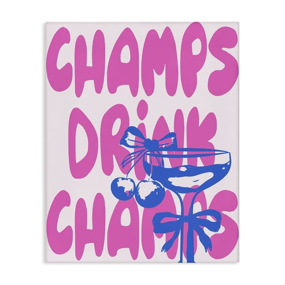 Stupell Industries Champs Drink Champagne Quotes and Sayings Painting Wrapped Canvas Canvas Art Print Wall Art, 16 x 20