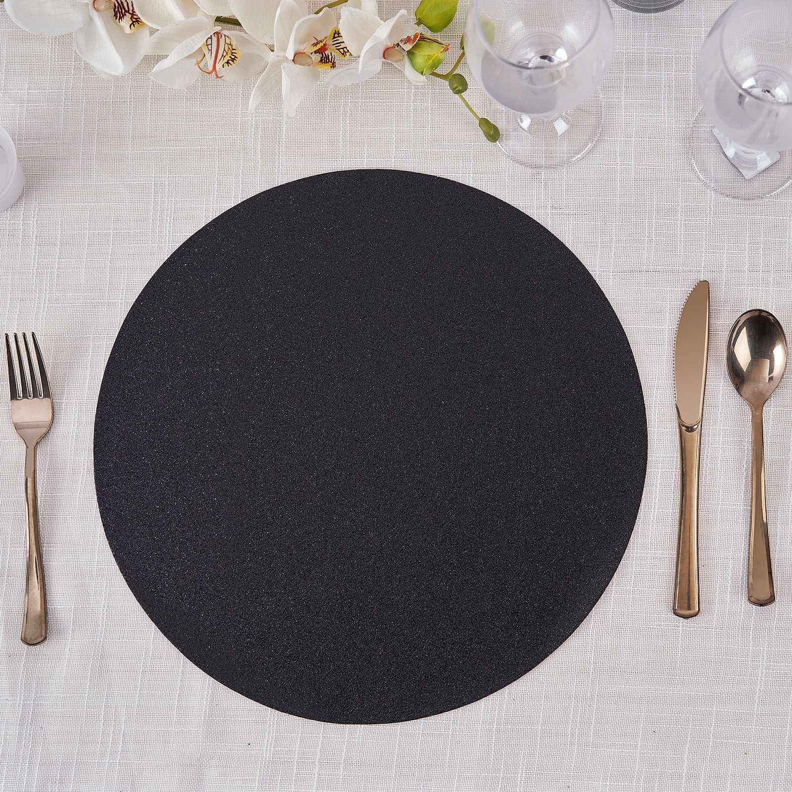 Efavormart 6 Pack NonSlip Table Placemats, Round Faux Leather