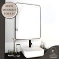 thumbnail image 2 of 24"x32" Black Bathroom Mirror – HD Glass with Aluminum Frame, Wall Mounted, 2 of 9