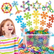 NiToy Snowflake Interlocking Building Block Educational Toy 300PCS for Kids Ages 3+, Multi-Color Solid Plastic Early Learning Creativity STEM Toy with Carrying Case Safe Material