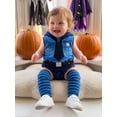 thumbnail image 3 of RUINIXCW Newborn Baby Boy Halloween Police Costume Kids Infant Fall Winter Cosplay Outfit Warm Fleece Sleeveless Hooded Zip Romper Stocking Set, 3 of 10