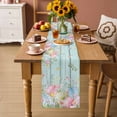 thumbnail image 3 of Table Runner - 90 Inch Long, Easter Eggs Kitchen Dining Table Runner Dresser Scarves, Spring Daisy Eucalyptus Leaves Teal Wooden Farmhouse Decor for Coffee Tables Wedding Party Banquet, 3 of 8