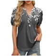 thumbnail image 1 of Camiseta de Cuello en V de Impresión Casual de Manga Corta de las Mujeres, Top Cómodo Ligero para la Primavera Y el Verano, 1 of 6