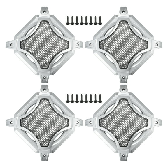 Unique Bargains 4pcs 6" Car Speaker Grills Cover Mesh Square Audio Subwoofer Protector with Screws Iron Silver Tone