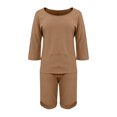 thumbnail image 4 of WCMZJ Womens Short Sets 2 Piece Outfits 3/4 Sleeve Tops and Elastic Waist Shorts Lounge Set Casual Loungewear, 4 of 6