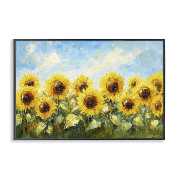 Stupell Industries Impressionist Sunflowers Horizon Black Framed Giclee Art, design by Petal Prints Design