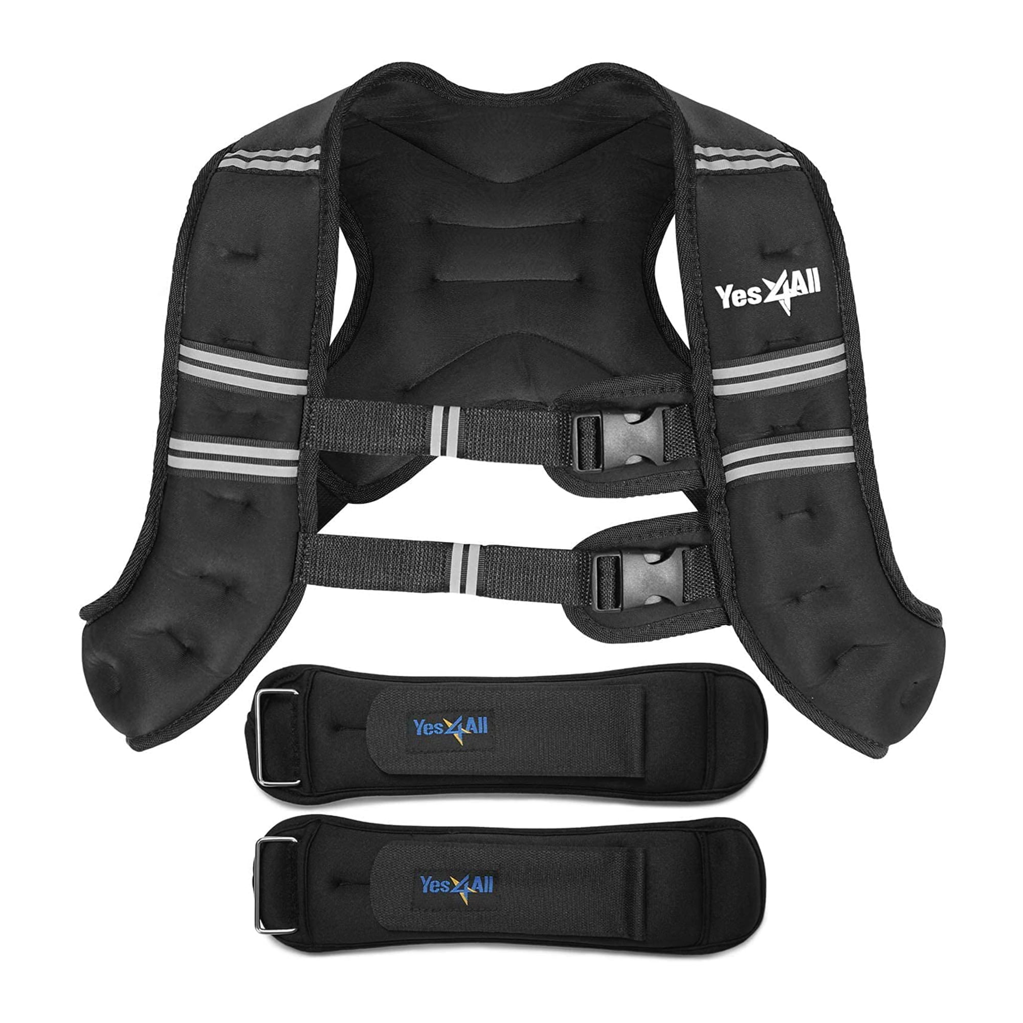 16KG Adjustable Weighted Vest+10 Detachable Weight Pockets Ankle Wrist Weight 