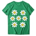 thumbnail image 4 of Womens Summer T-Shirts Floral Print Short Sleeve Base Tees Casual Loose Cute Tops for Teen Girls (XL, Green B), 4 of 4