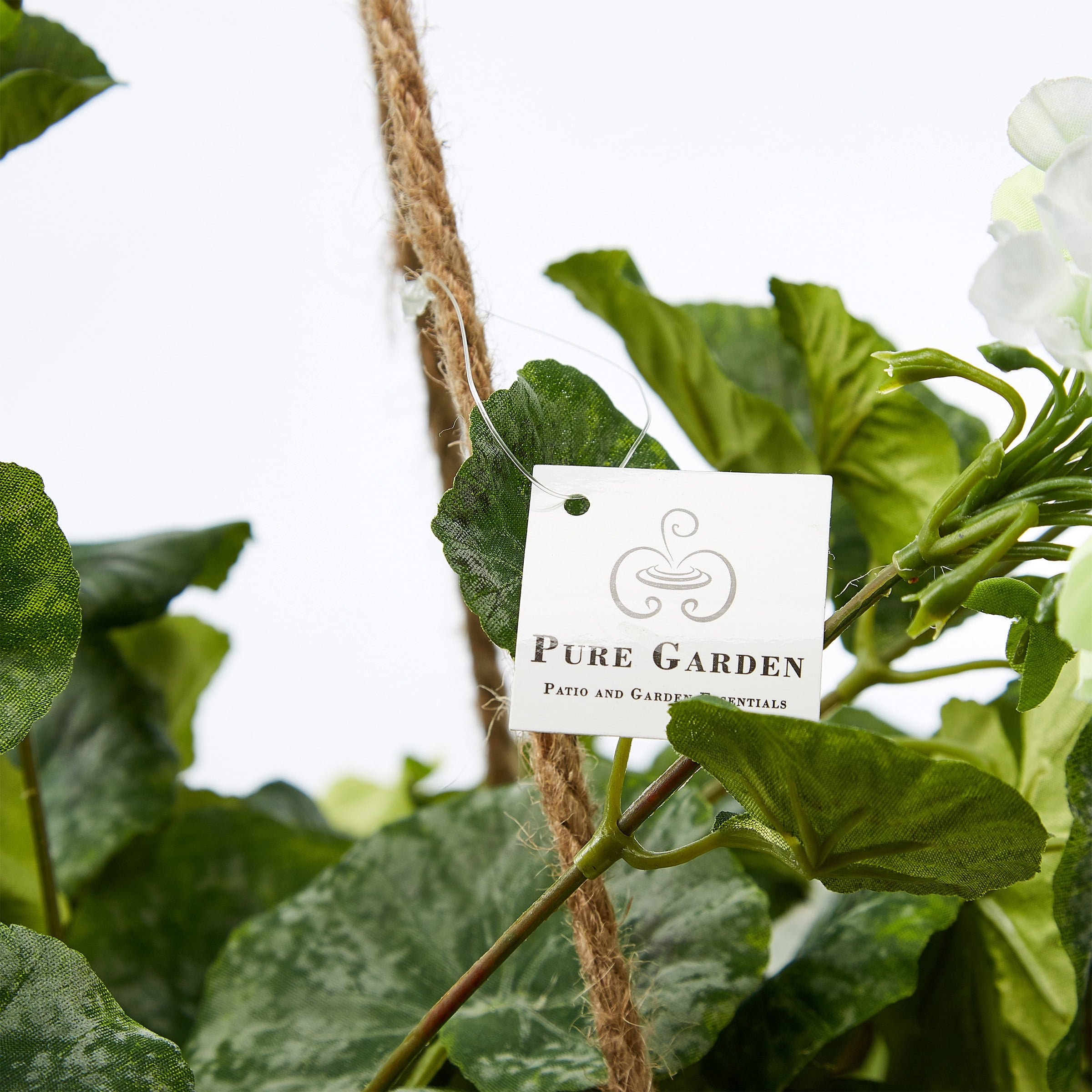 Pure Garden Faux Flowers – Light Pink Geranium Hanging Natural and Lifelike Floral Arrangement with Basket