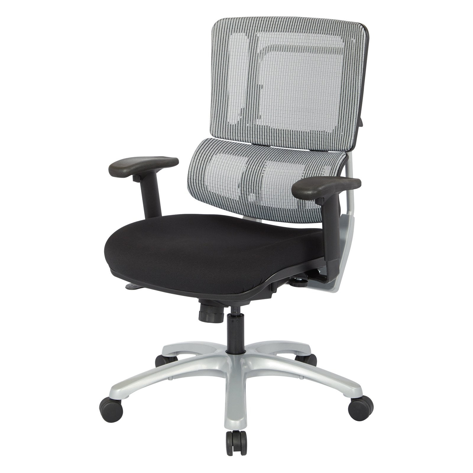 Office Star Products Vertical Grey Mesh Back Chair with Silver Base and